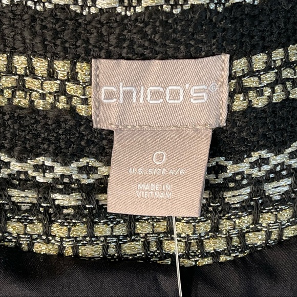 Chicos Gold Black Striped Tweed Long Jacket - Picture 10 of 16